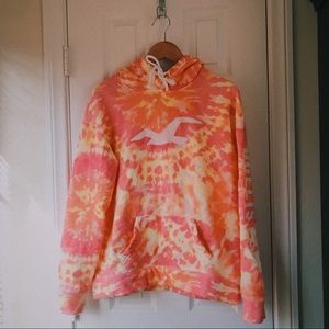 Hollister Pink/Orange tie-dye Sweater